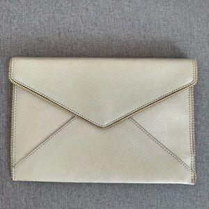 Rebecca Minkoff Elegant Cream Envelope Zipper Clutch